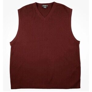 Eddie Bauer 100% Merino Wool Red Burgundy Pullover V Neck Sweater Vest Men’s XXL